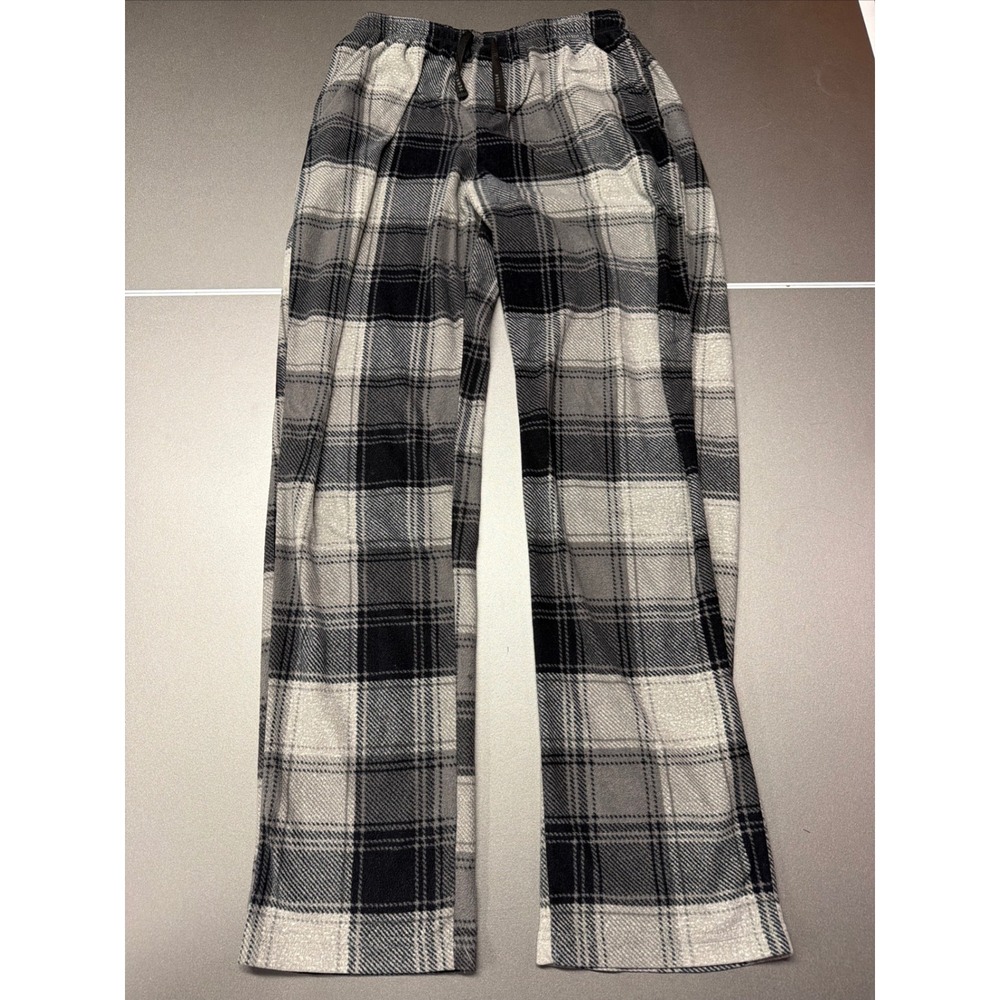 Perry Ellis Black/Gray Plaid Fleece Lounge Pants/Pajama Pants Men's Small‎
